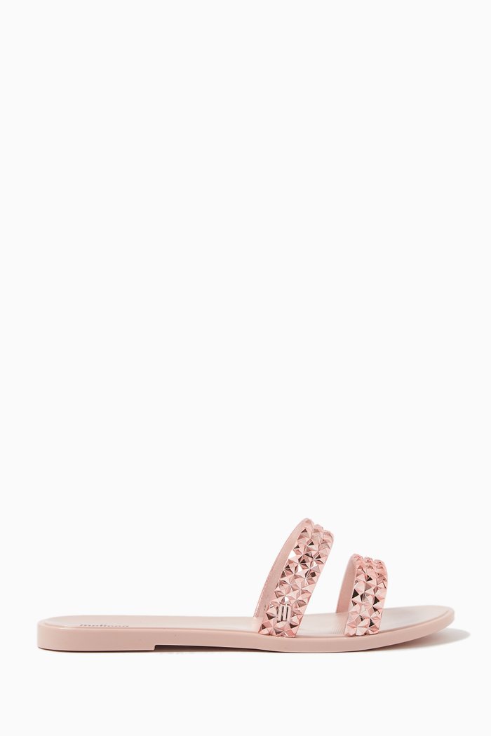 

Bling Metallic Studs Slides, Pink