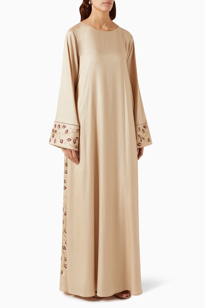 

Embroidered Jalabiya in Crepe, Neutral