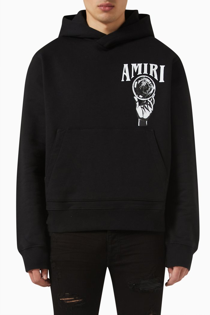 

Crystal Ball Print Hoodie in Cotton, Black