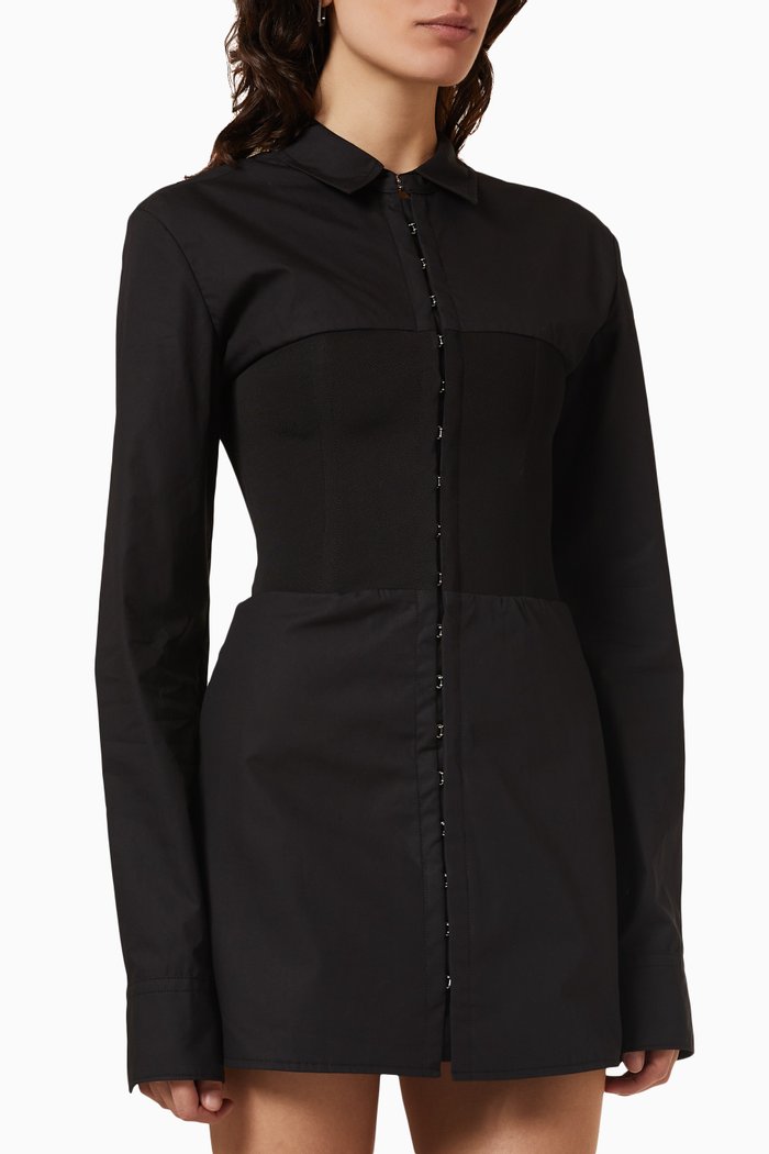 

Hook Tube Mini Shirt Dress in Organic Cotton, Black