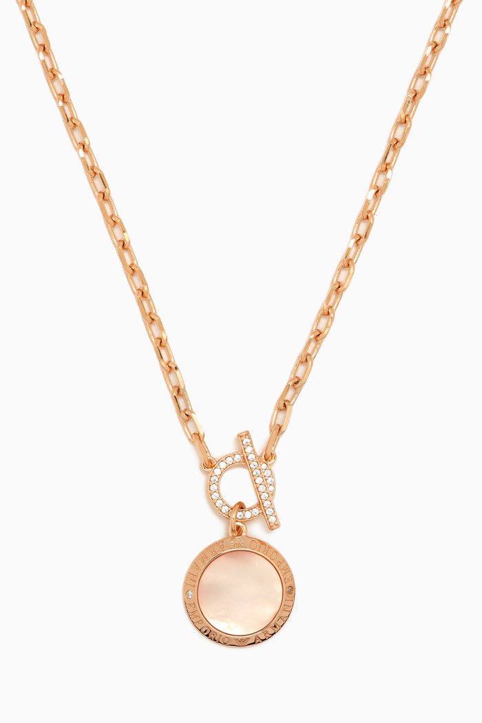 

Mother of Pearl & Crystal Necklace in Sterling Silver, Rose gold