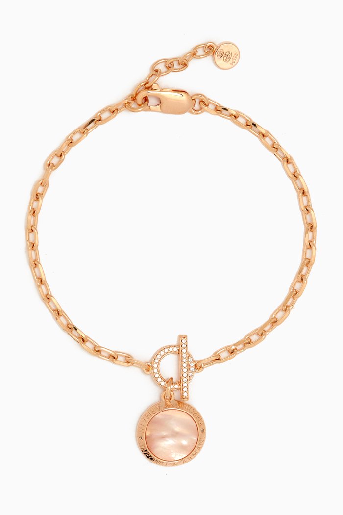 

Mother of Pearl & Crystal Bracelet in Sterling Silver, Rose gold