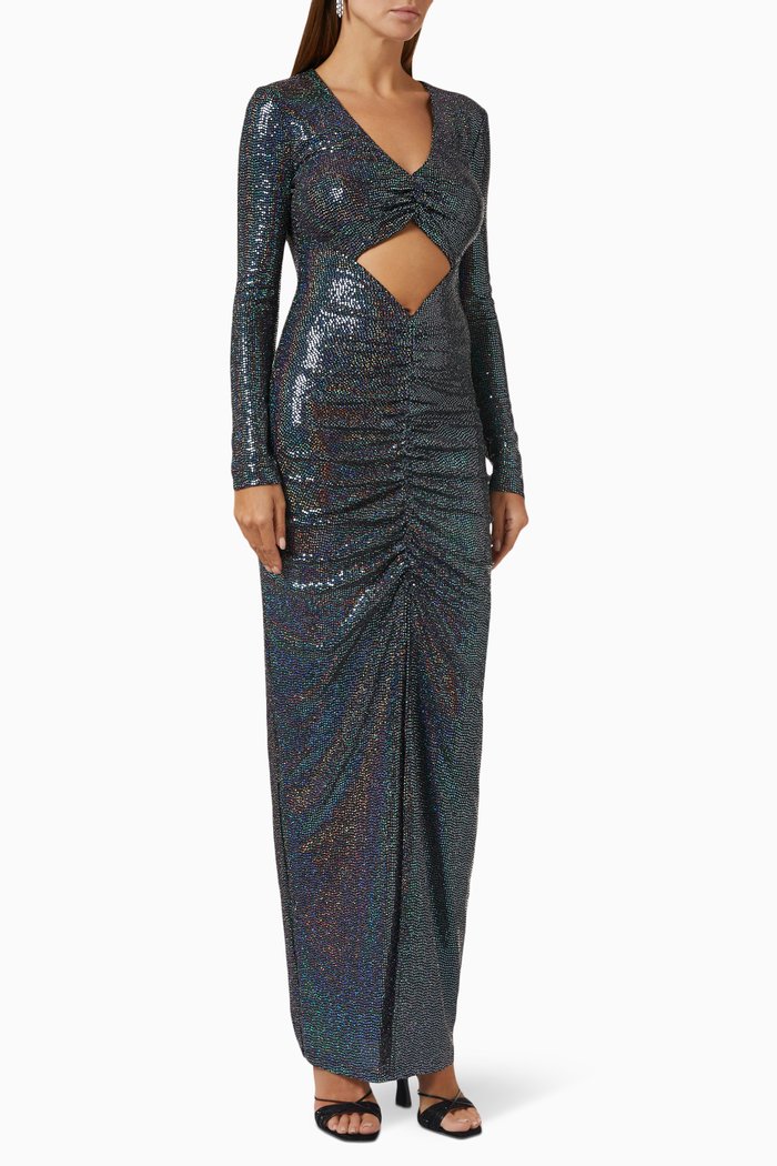

Delfina Maxi Dress in Metallic-jersey, Black