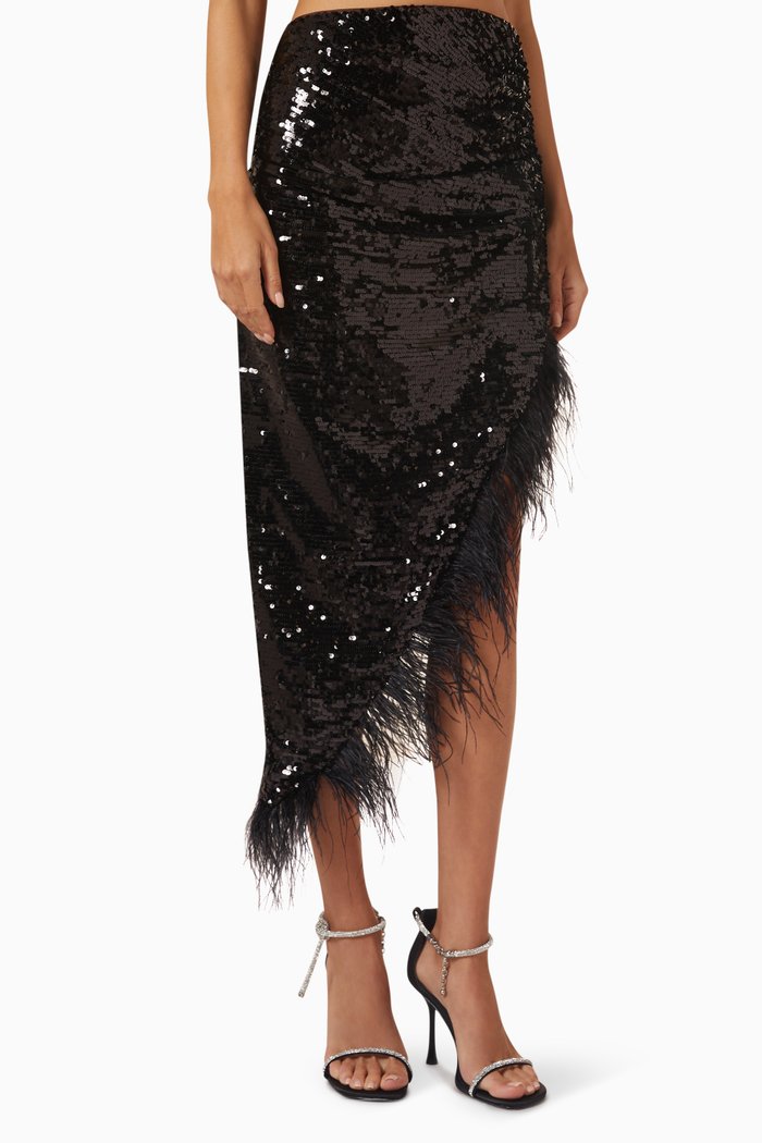 

Gala Midi Skirt in Sequins, Black