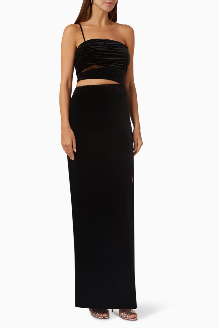 

Julia Maxi Dress in Stretch-velvet, Black