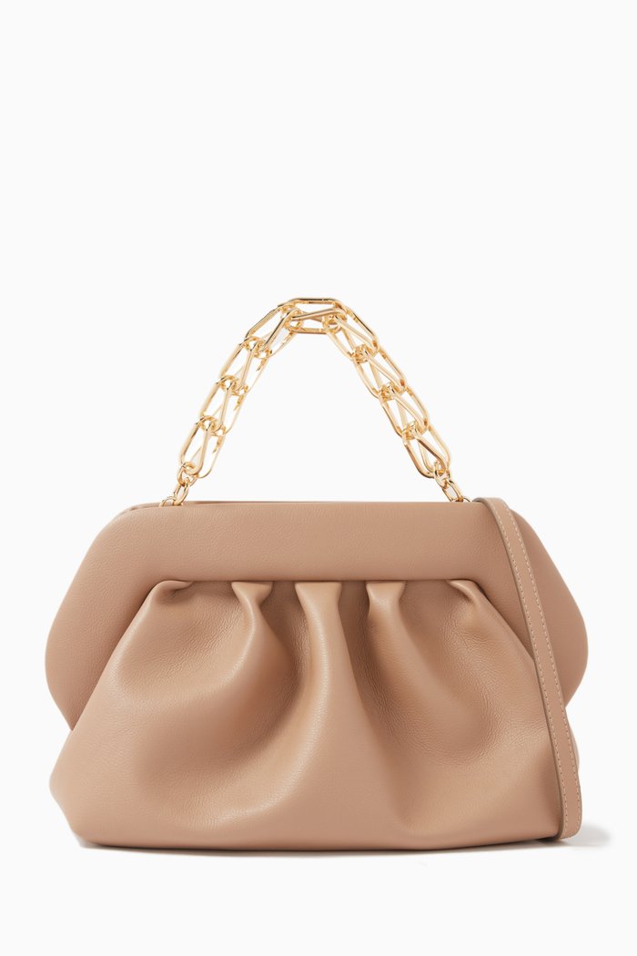 

Bios Medium Clutch Bag in Vegan Leather, Neutral