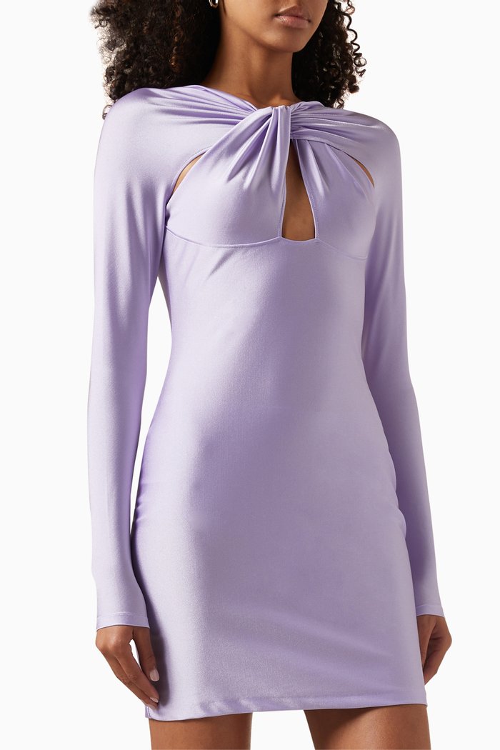 

Twisted Cut-out Mini Dress in Stretch Jersey, Purple