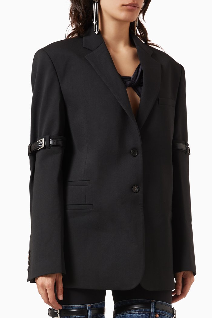 

Hybrid Oversized Tailored Blazer in Crepe, Black