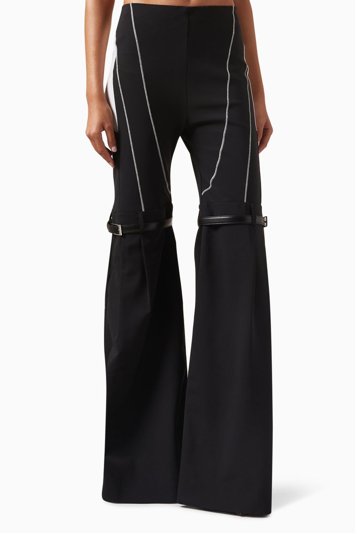 

Hybrid Flared Pants in Wool Blend, Black