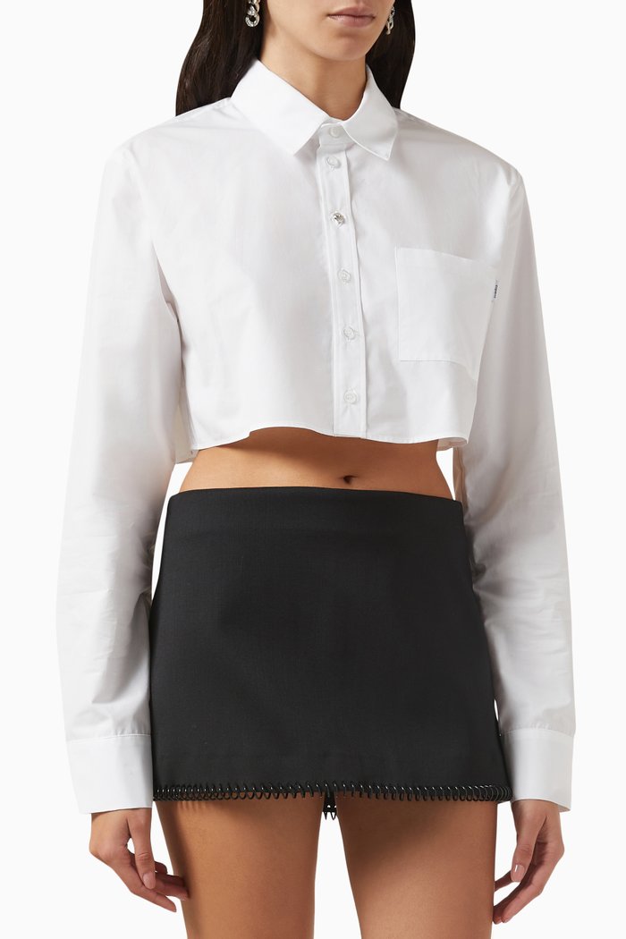 Cropped Cut Shirt in Cotton, White