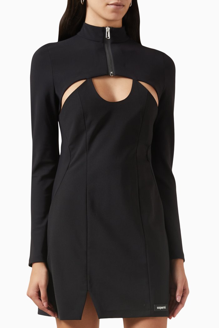 

Hybrid Tailored Mini Dress in Wool Blend, Black