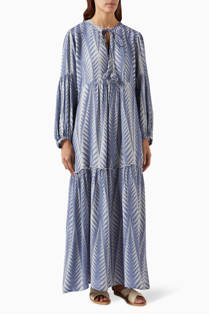 

Zakar Maxi Dress in Cotton Viscose Silk Blend, Blue