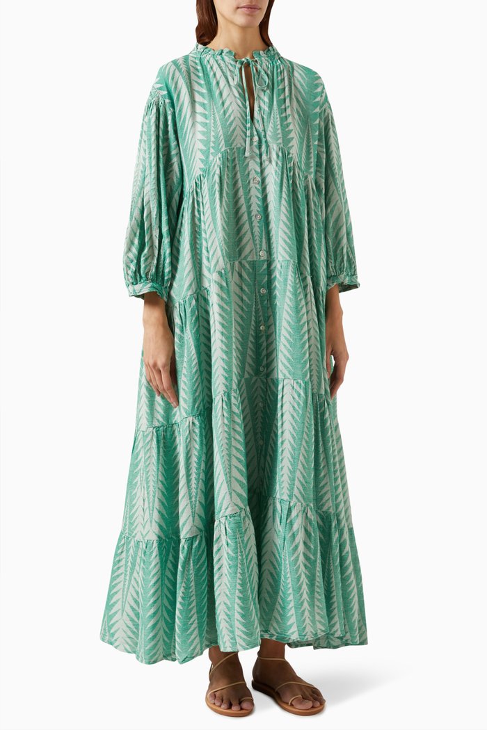 

Zakar Maxi Dress in Cotton Viscose Silk Blend, Green