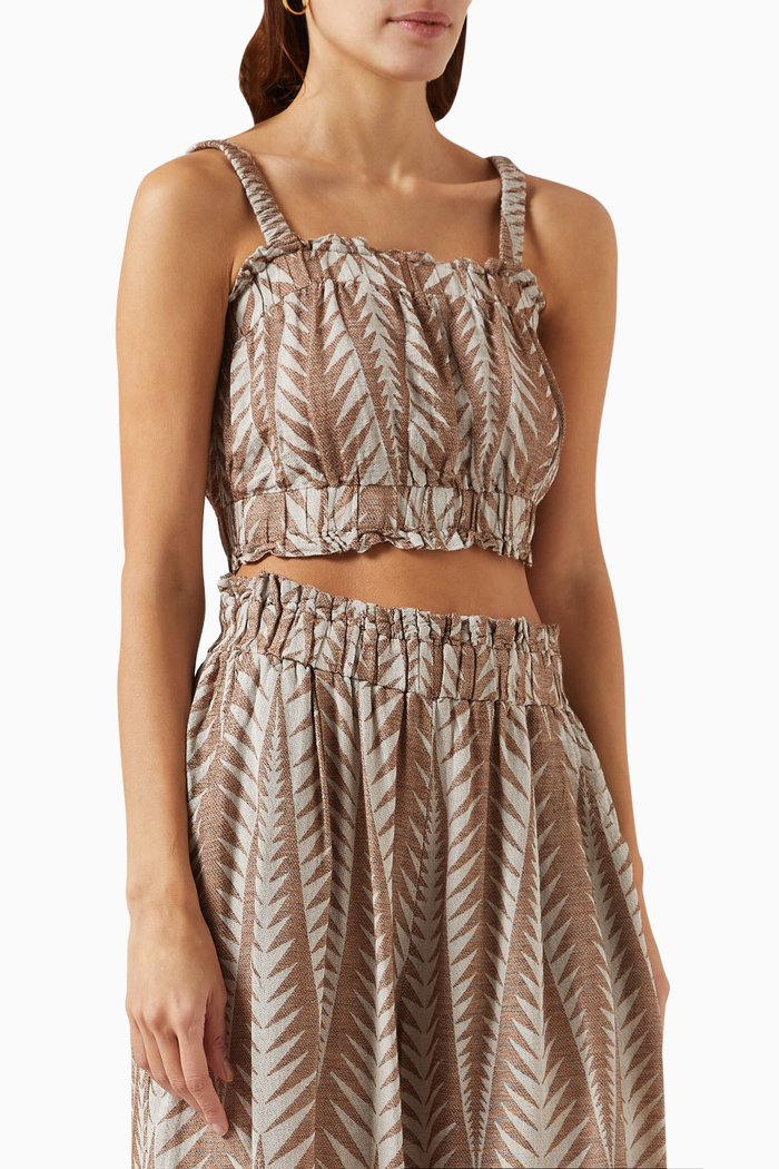 

Zakar Crop Top in Cotton Viscose Silk Blend, Brown