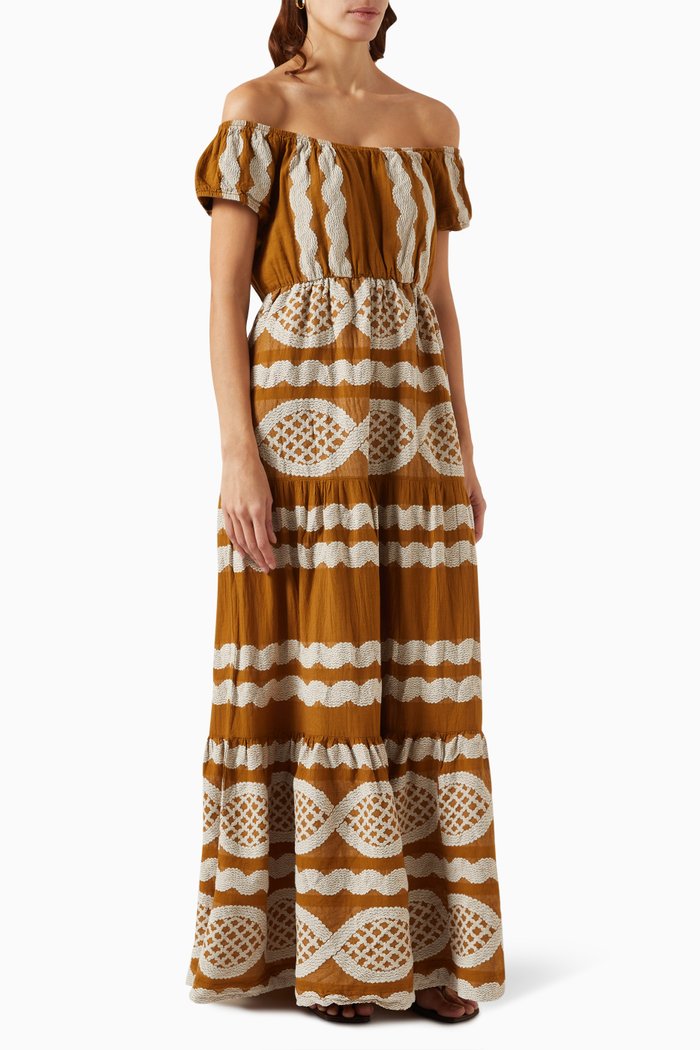 

Zakar Maxi Dress in Cotton Blend, Brown