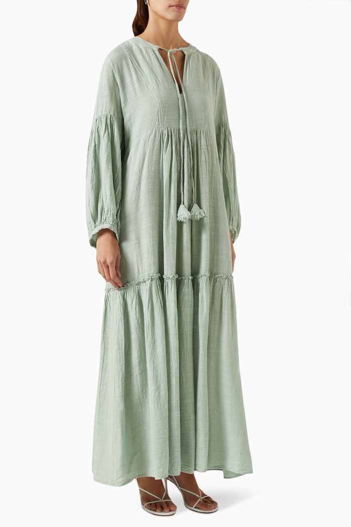 

Maxi Dress in Cotton-linen Blend, Green