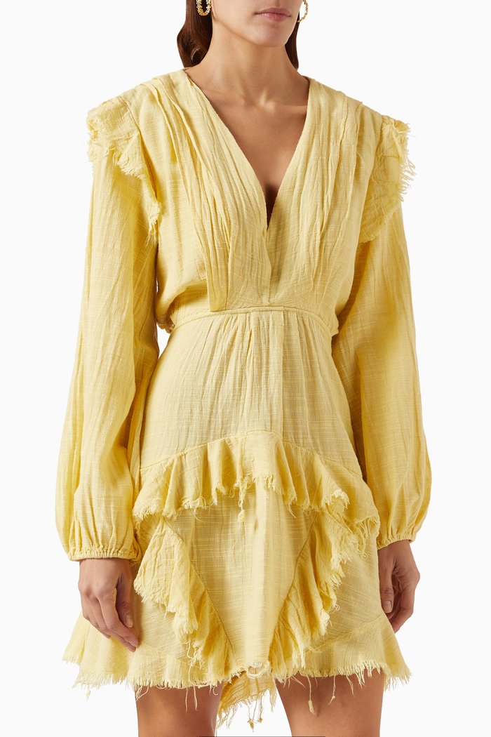 

Mini Dress in Cotton-linen Blend, Yellow