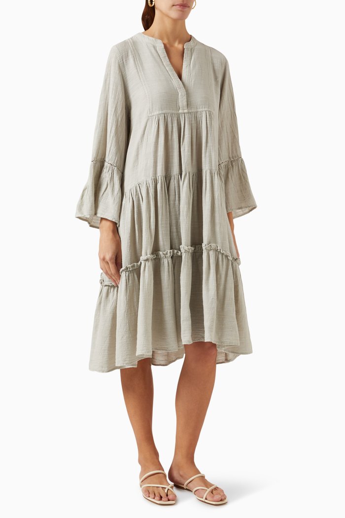 

Midi Dress in Cotton-linen Blend, Neutral