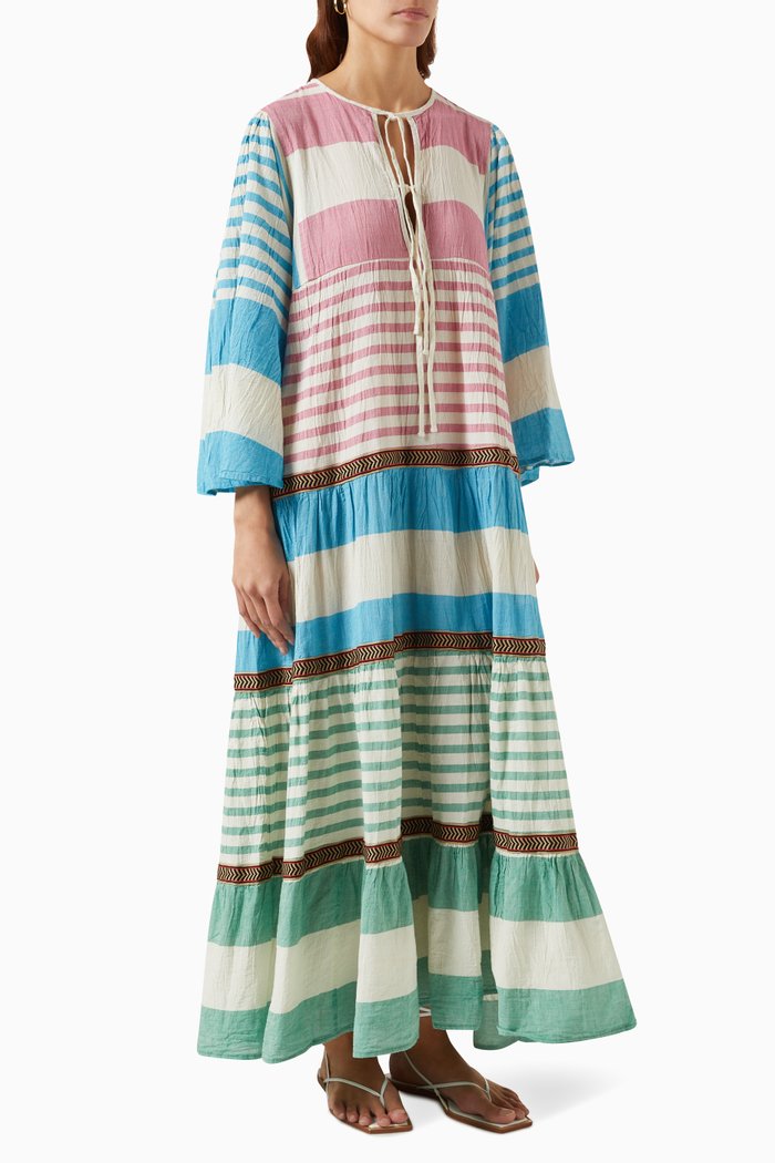 Zakar Maxi Dress in Cotton, Multicolour