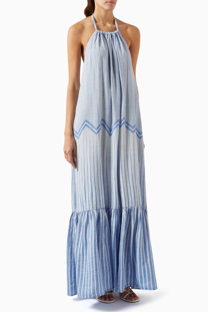 

Zakar Maxi Dress in Cotton Viscose Silk Blend, Blue