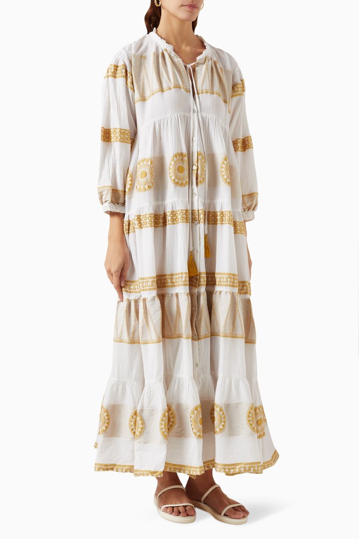 Zakar Maxi Dress in Cotton Blend, White