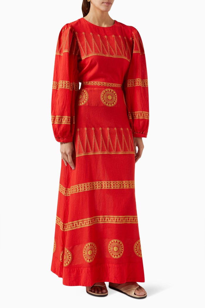 

Zakar Maxi Dress in Cotton Blend, Red
