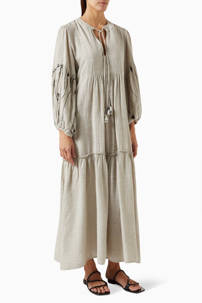 

Maxi Dress in Cotton-linen Blend, Neutral