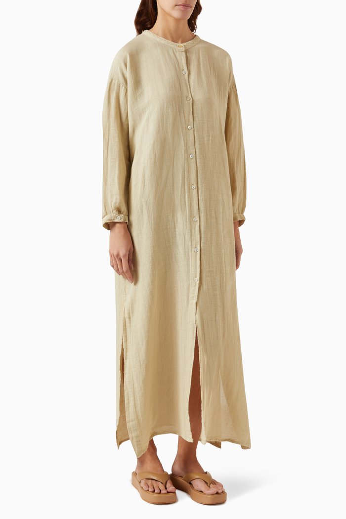 

Maxi Dress in Linen-cotton Blend, Neutral