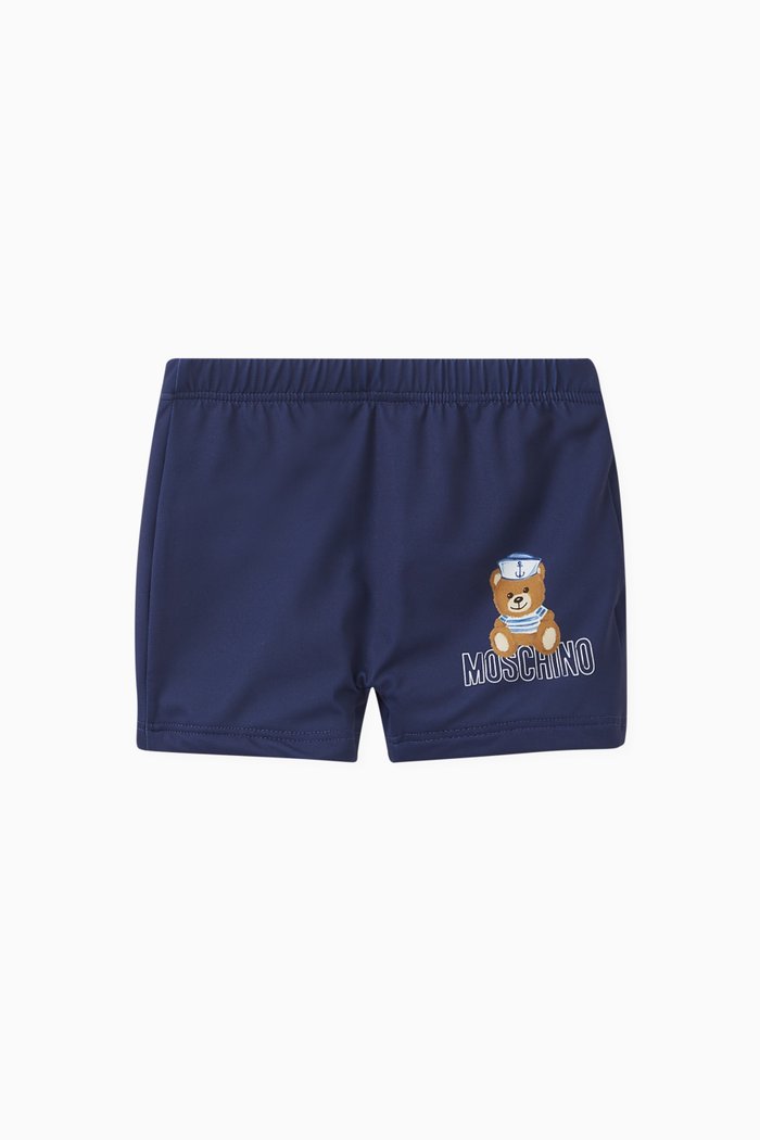 

Teddy Print Swim Shorts, Blue