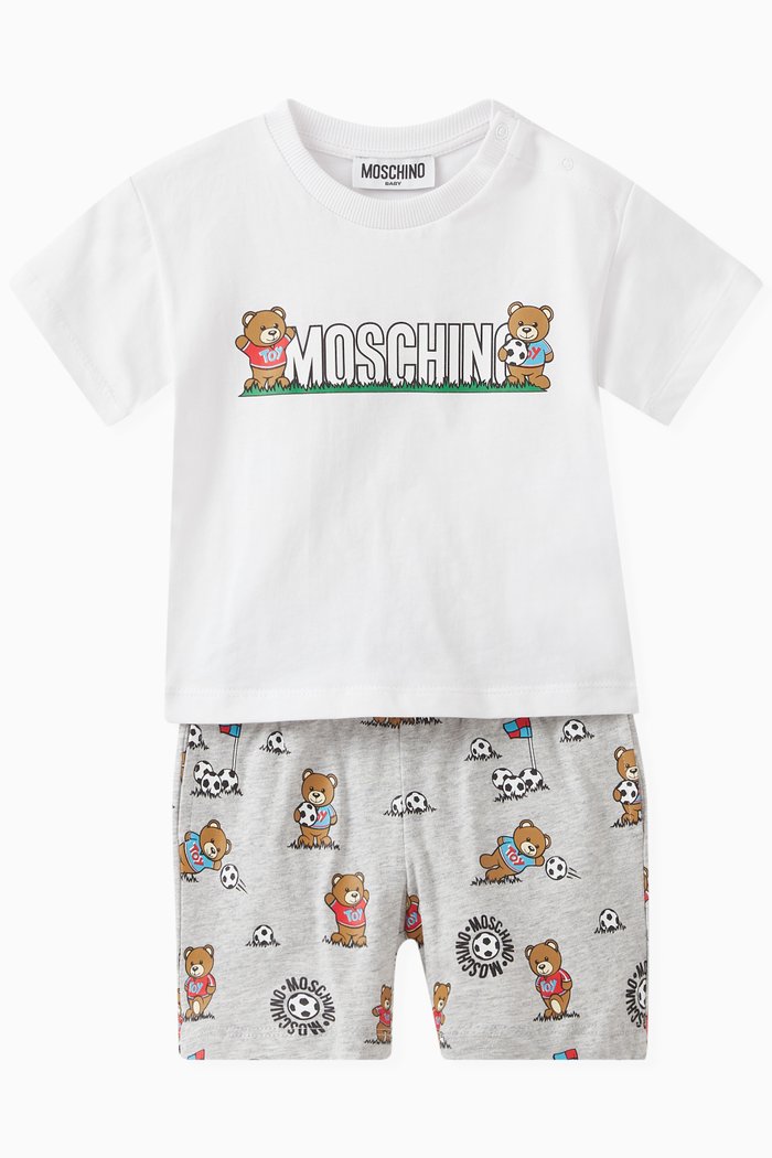 

Teddy Bear Logo T-shirt & Shorts Set, Grey