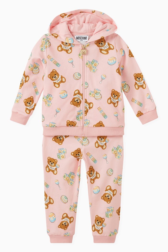

Teddy Print Hoodie and Sweatpants, Set of Two, Pink