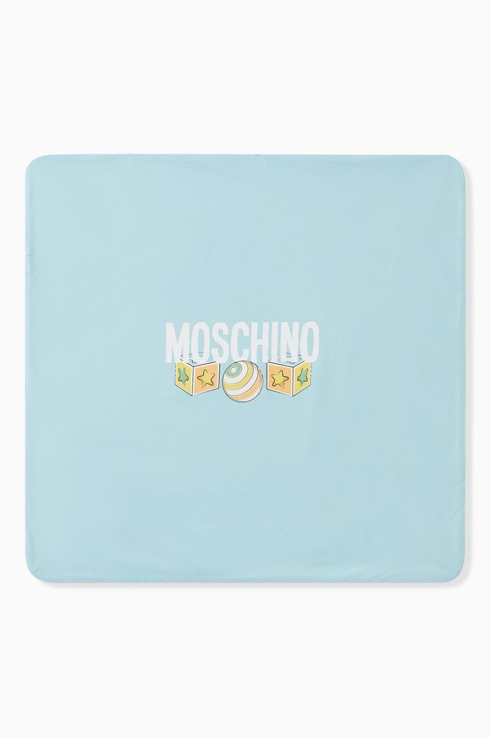 

Teddy Logo-printed Blanket in Cotton, Blue