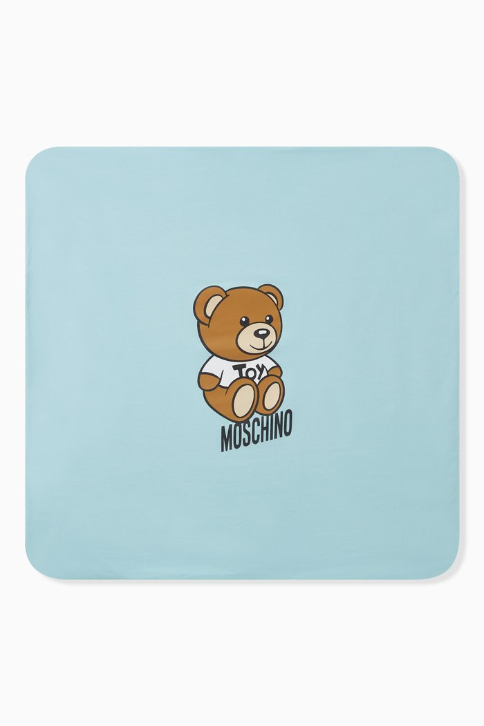 

Bear Logo Baby Blanket in Cotton, Blue
