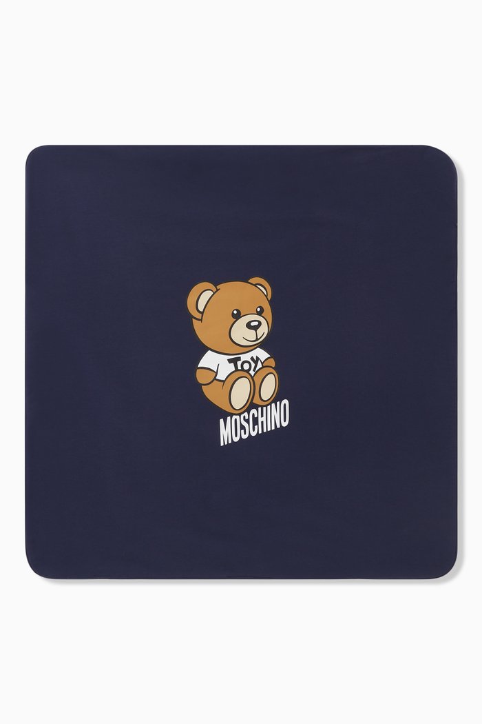 

Bear Logo Baby Blanket in Cotton, Blue