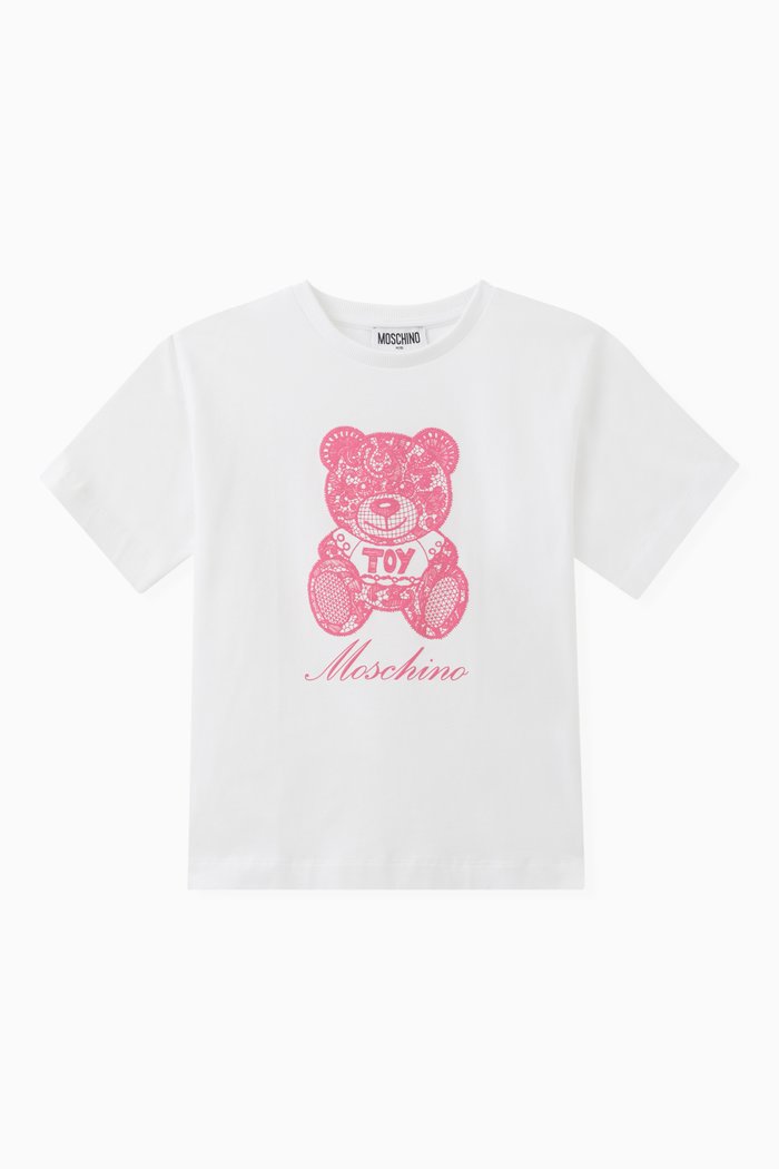

Teddy Print T-shirt in Cotton, White