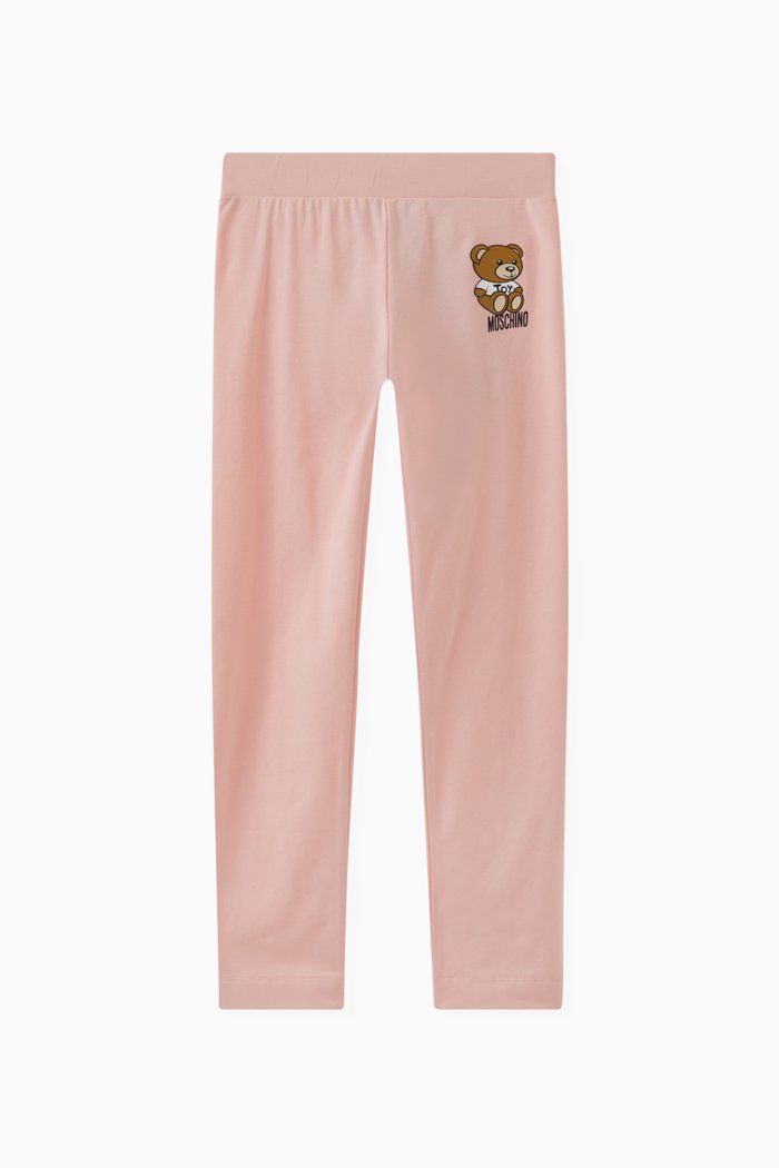

Teddy Print Leggings in Cotton, Pink
