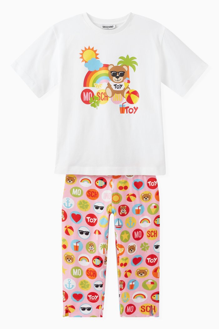 

Teddy Bear T-shirt & Leggings Set in Cotton, Pink