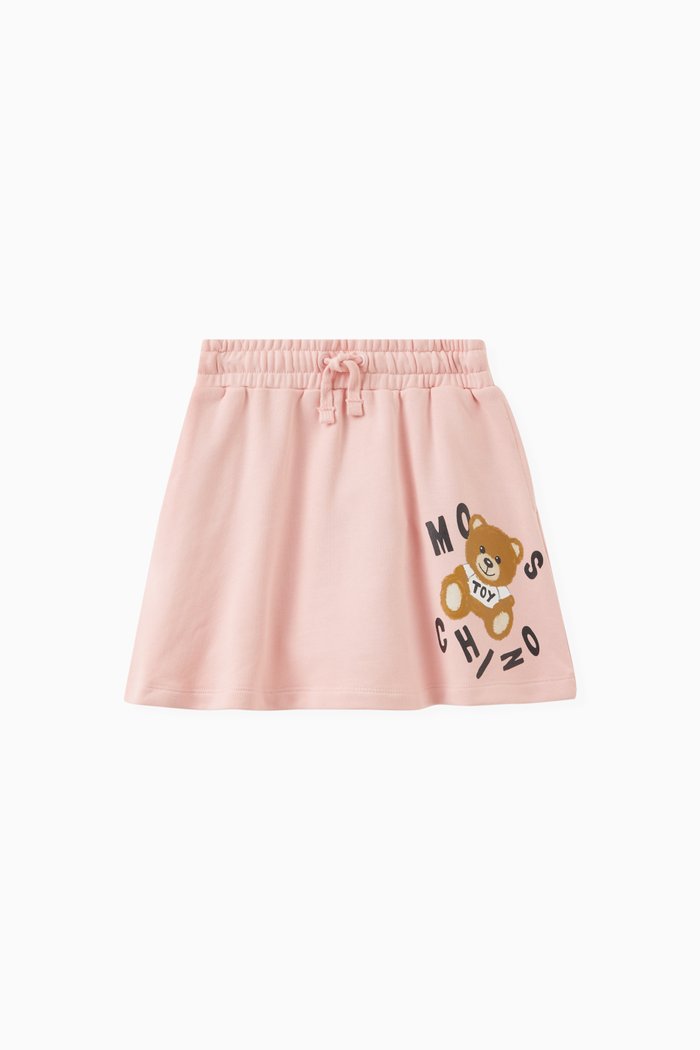 

Teddy Print Skirt in Cotton, Pink