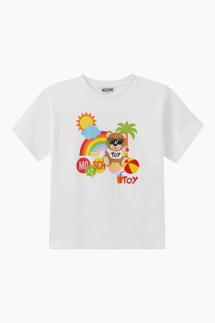 

Teddy Print T-shirt in Cotton, White