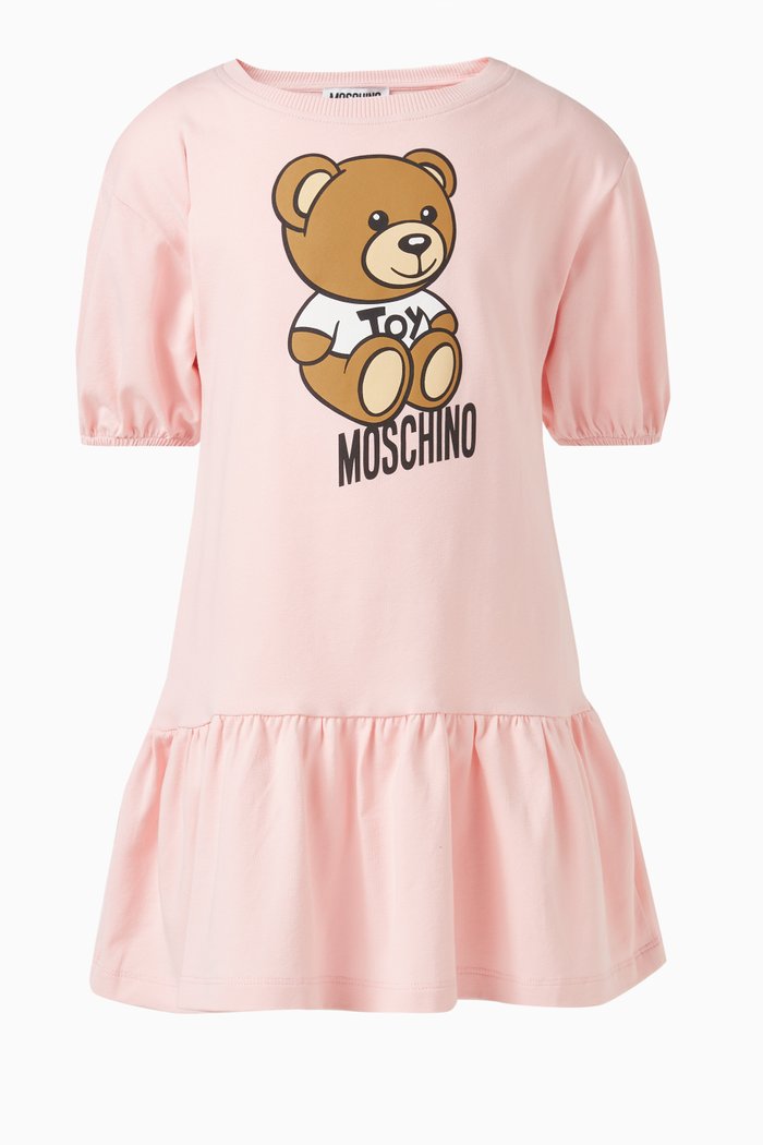 

Teddy Bear Logo Dress in Cotton, Pink