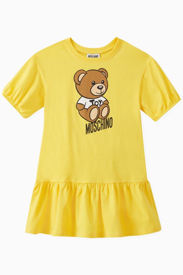 

Teddy Bear Logo Dress in Cotton, Yellow