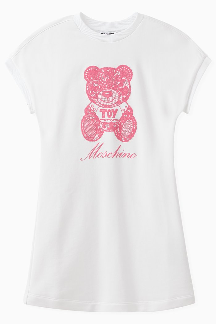 

Teddy Bear Logo Dress in Cotton, White