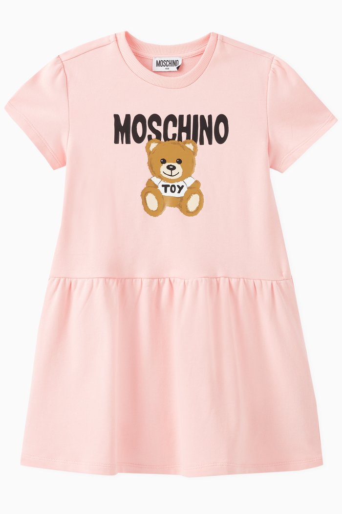 

Teddy Print Dress in Cotton, Pink