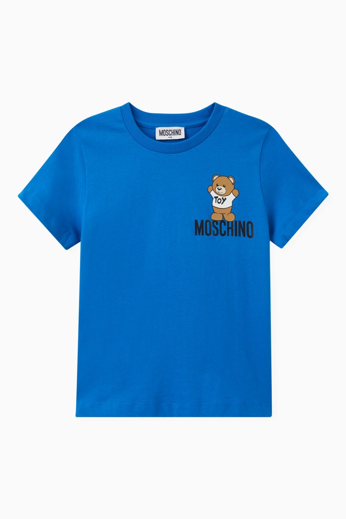 

Teddy Print T-shirt in Cotton, Blue