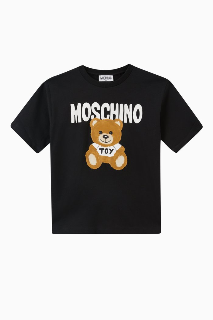 

Teddy Print T-shirt in Cotton, Black