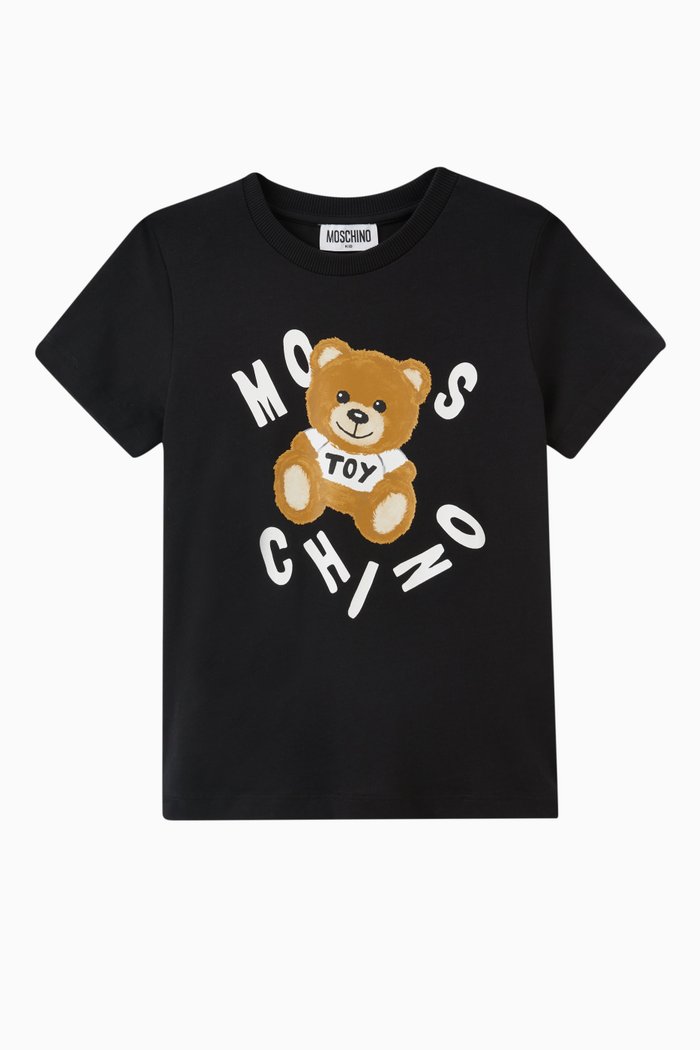 

Teddy Print T-shirt in Cotton, Black