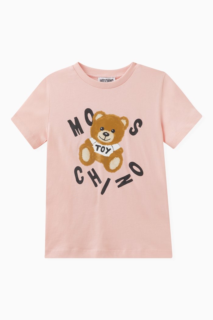 

Teddy Print T-shirt in Cotton, Pink