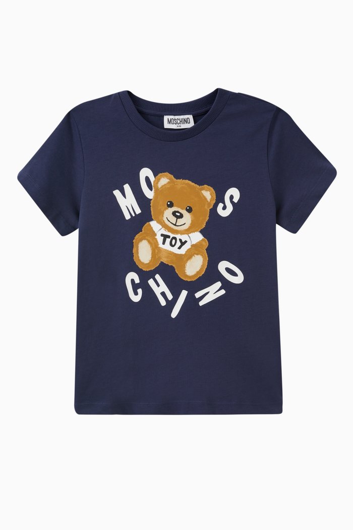 

Teddy Print T-shirt in Cotton, Blue