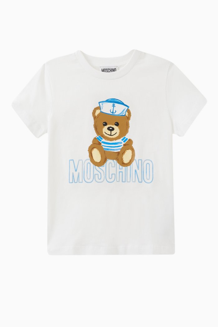

Teddy Print T-shirt in Cotton, White