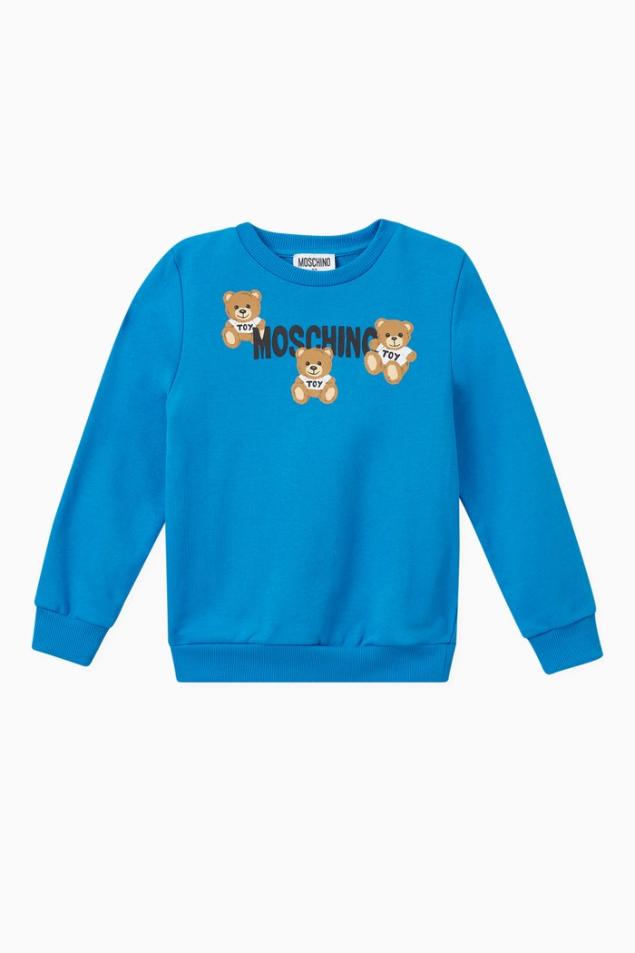

Teddy Bear Print Sweatshirt in Cotton, Blue